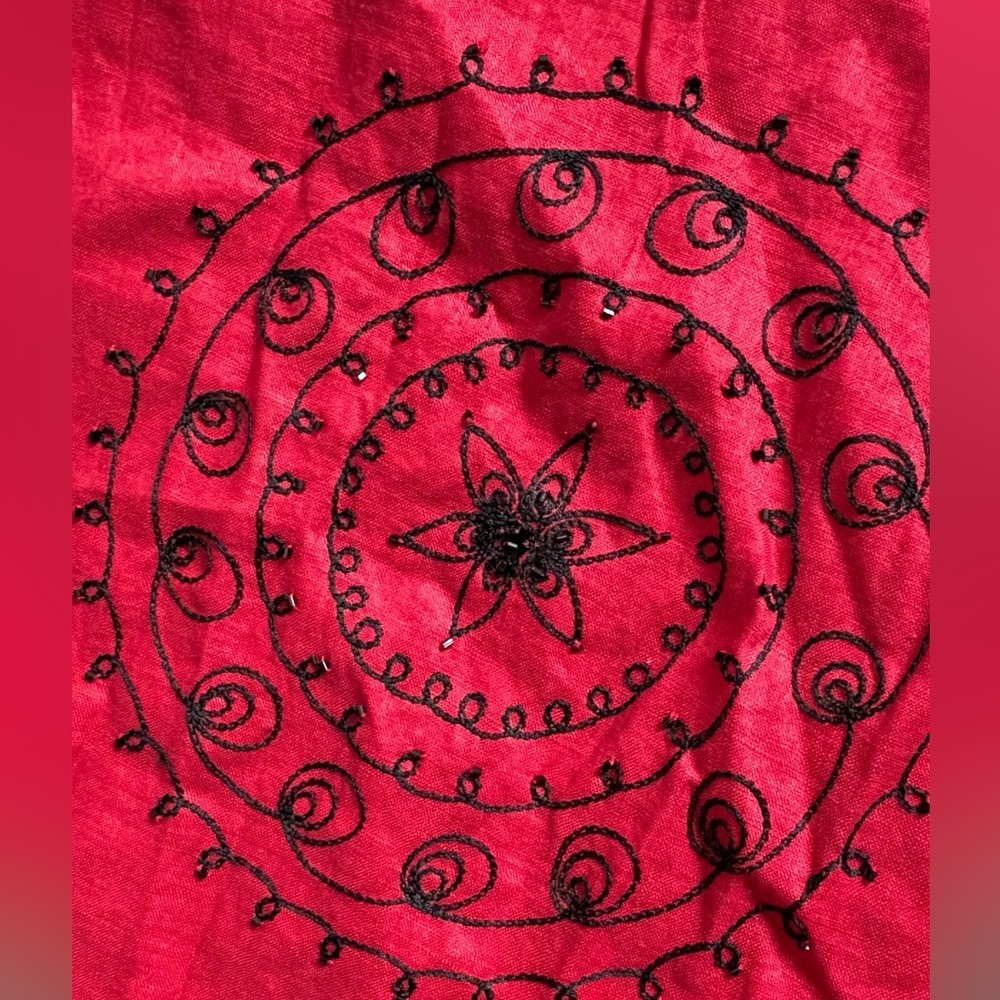 VTG red Ann Taylor linen embellished skirt - Picture 2 of 6